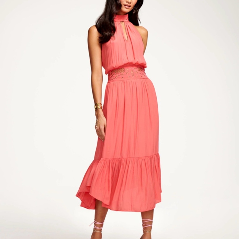 Ramy Brook Annette Halter Midi Dress In Punch